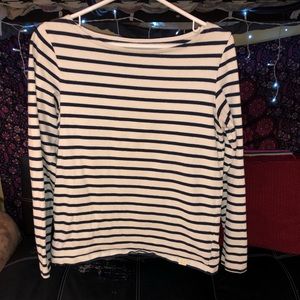 Off-White and Navy striped long sleeve shirt